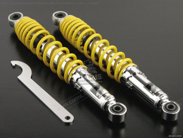 Takegawa REAR SHOCK ABOSORBER(CHROME PLATED/YELLOW/2PCS) 06040026