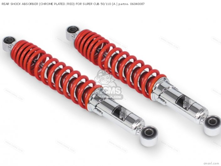 Takegawa REAR SHOCK ABSORBER (CHROME PLATED /RED) FOR SUPER CUB 50/110 (A 06040087