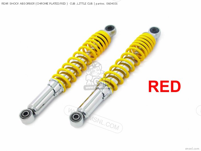 Takegawa REAR SHOCK ABSORBER (CHROME PLATED/RED )  CUB ,LITTLE CUB 0604031