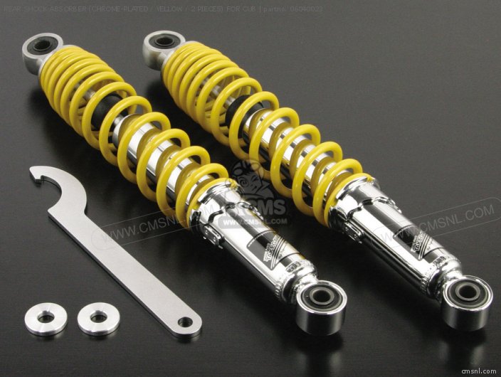 Takegawa REAR SHOCK ABSORBER (CHROME-PLATED / YELLOW / 2 PIECES) FOR CUB 06040023