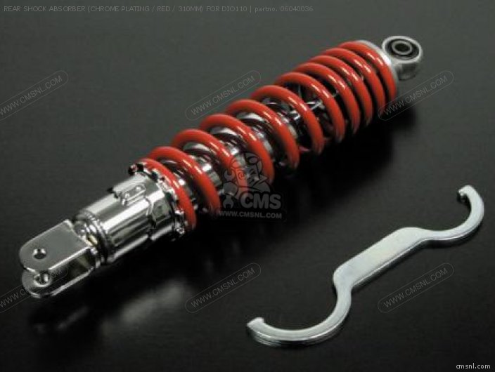 Takegawa REAR SHOCK ABSORBER (CHROME PLATING / RED / 310MM) FOR DIO110 06040036