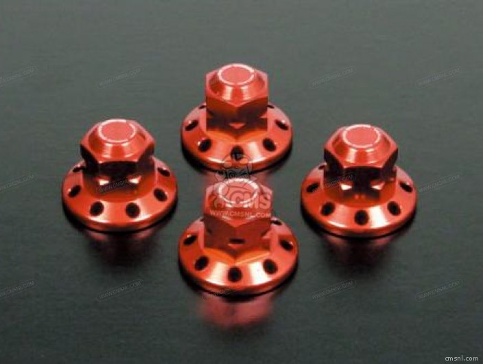 Takegawa REAR SHOCK MOUNT NUT (DRILLED/RED/4PCS) FOR MONKEY/CUB 06060020