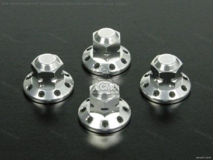 Takegawa REAR SHOCK MOUNT NUT (DRILLED/SILVER/4PCS) FOR MONKEY/CUB 06060017