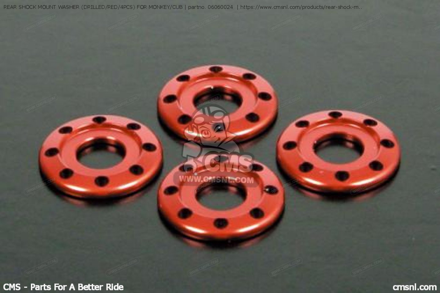 06060024 Rear Shock Mount Washer (drilled/red/4pcs) For Monkey/cub