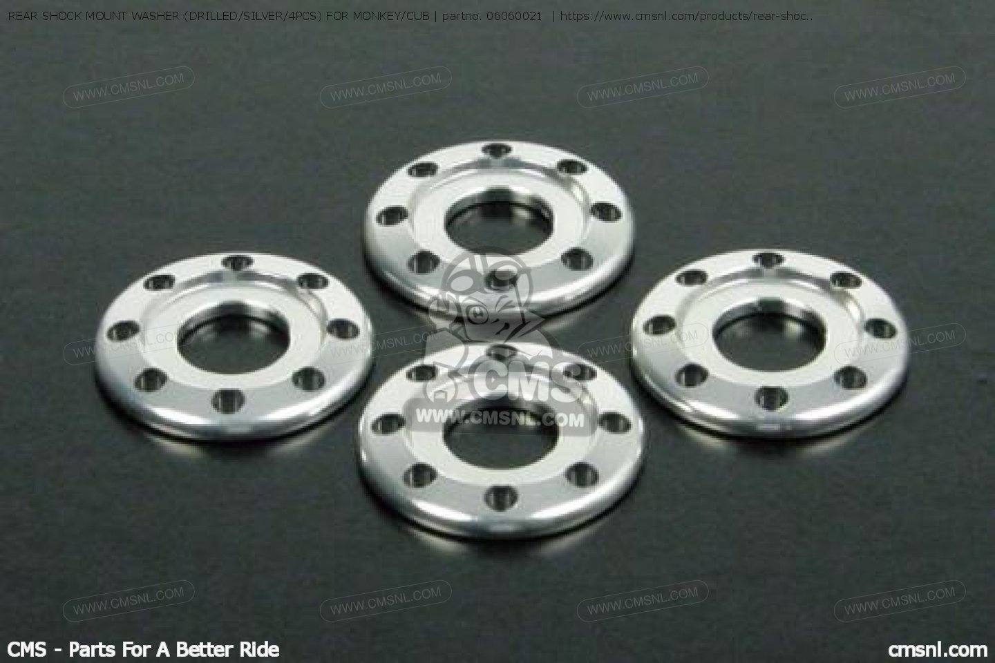 06060021 Rear Shock Mount Washer (drilled/silver/4pcs) For Monkey/cub