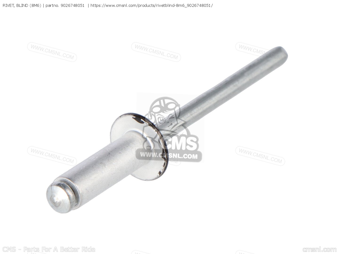 9026748051: Rivet, Blind (8m6) Yamaha - buy the 90267-48051-00 at