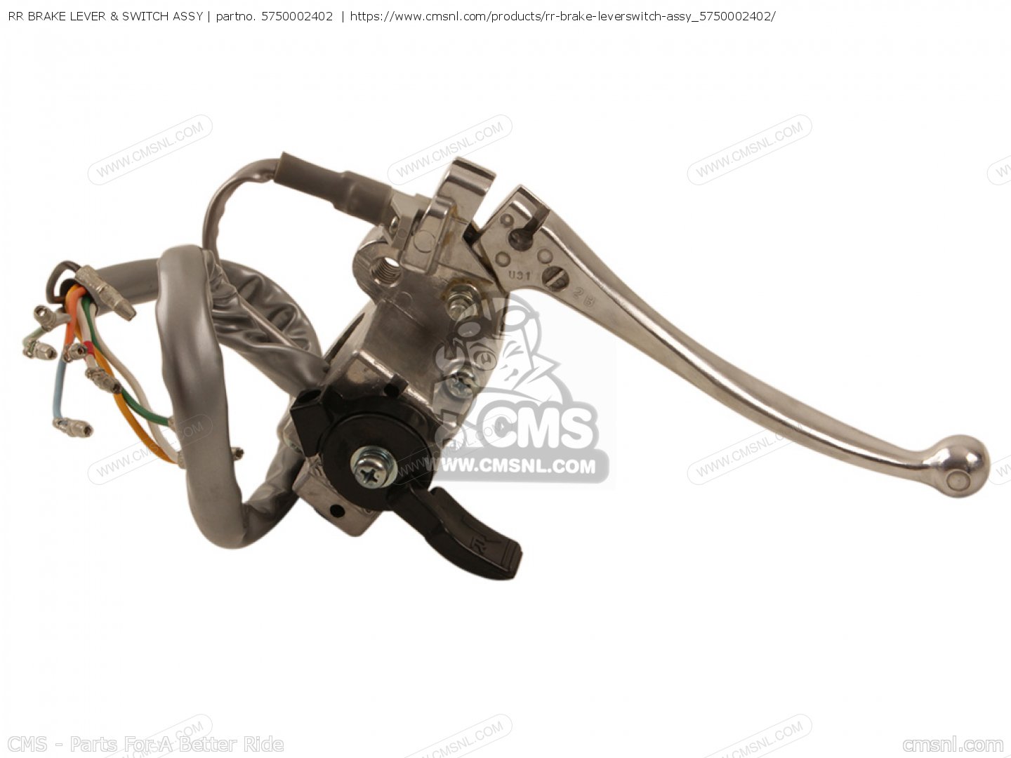 RR BRAKE LEVER & SWITCH ASSY for FZ50 1993 (P) GENERAL NORWAY DENMARK (E01 E16 E26) order at CMSNL