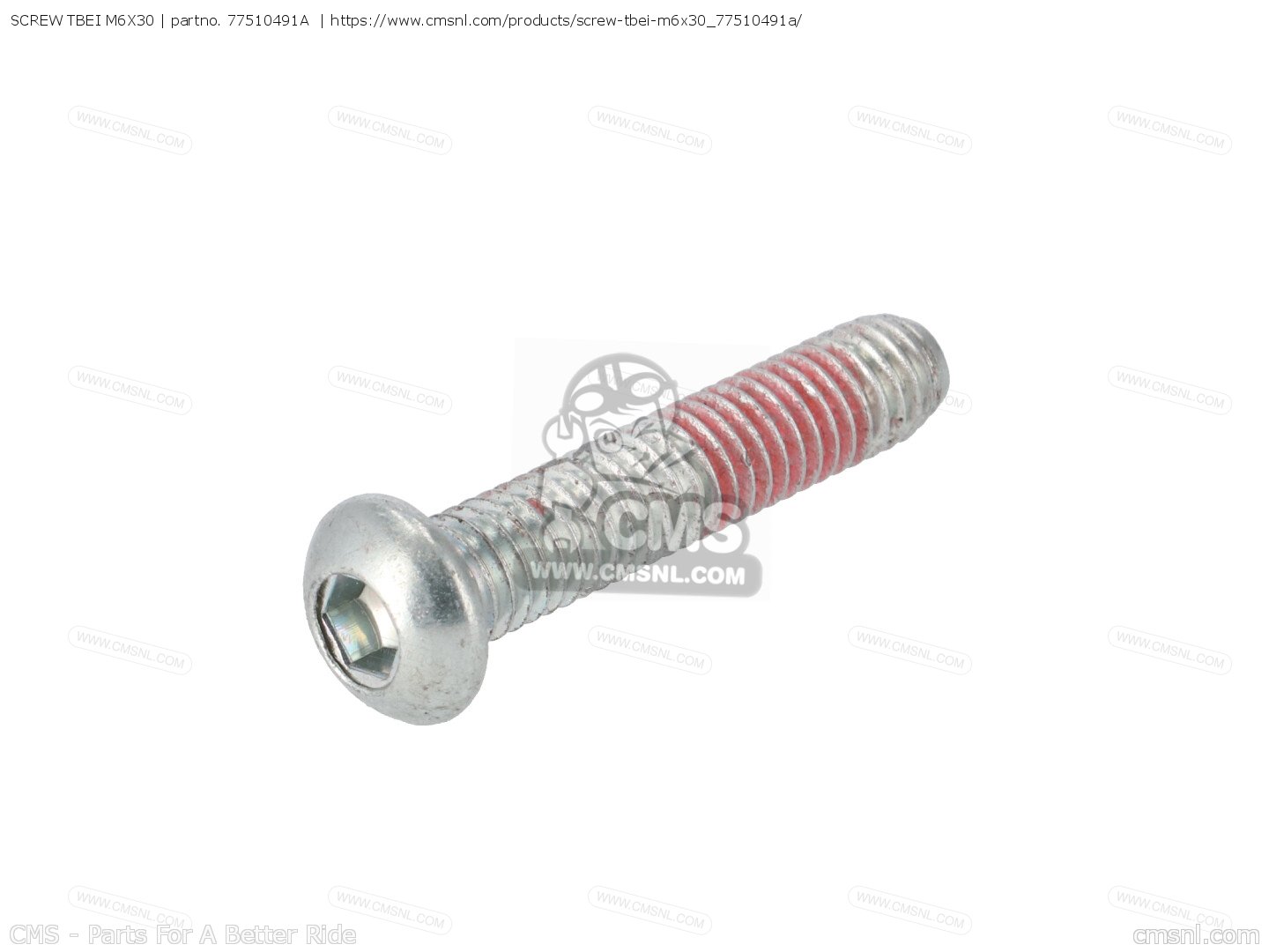 77510491A: Screw Tbei M6x30 Ducati - buy the 77510491A at CMSNL