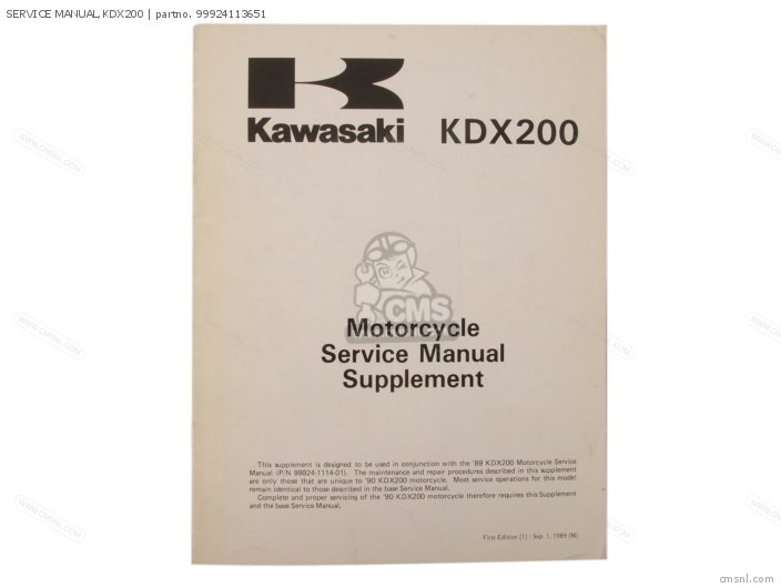 Kawasaki SERVICE MANUAL,KDX200 99924113651
