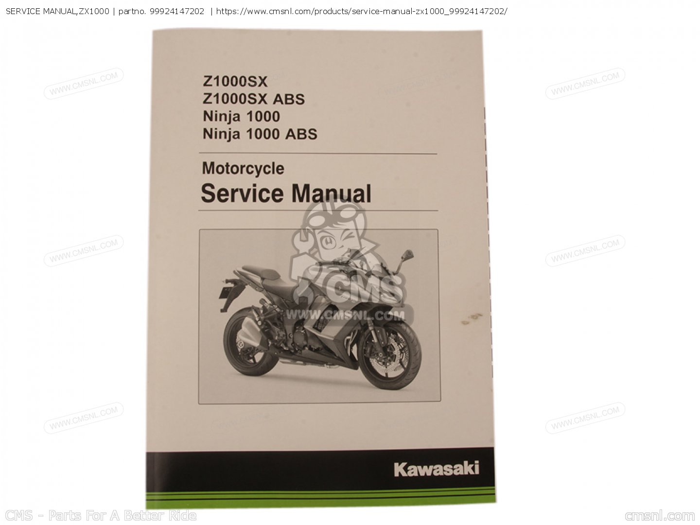 99924147202: Service Manual,zx1000 Kawasaki - buy the 99924-1472 