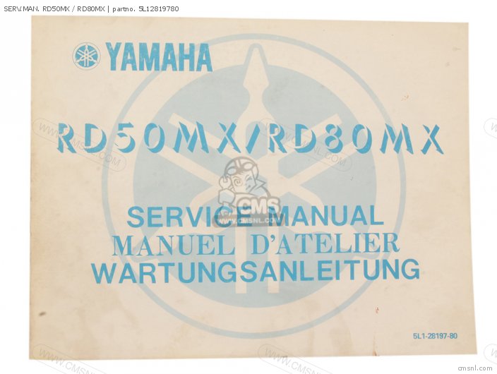Yamaha SERV.MAN. RD50MX / RD80MX 5L12819780 Yamaha SERV.MAN. RD50MX / RD80MX 5L12819780