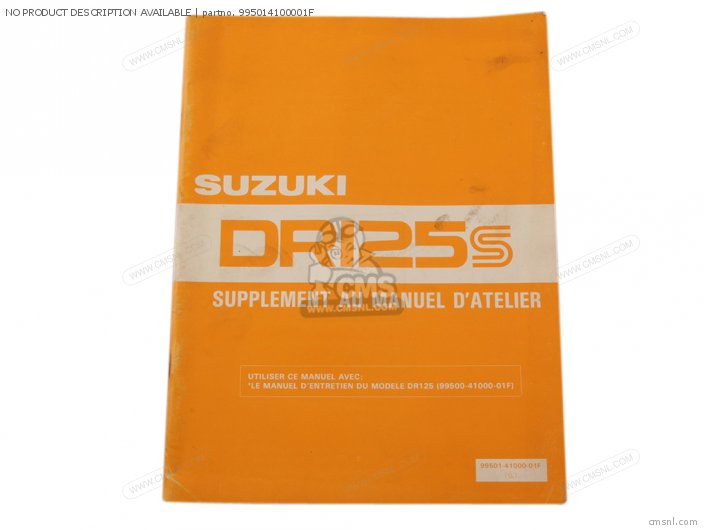 Suzuki SM DR125 SUPPLEMENT 995014100001F