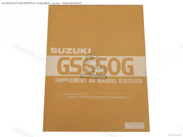 Suzuki SM GS650G SUPPLEMENT 995013603001F