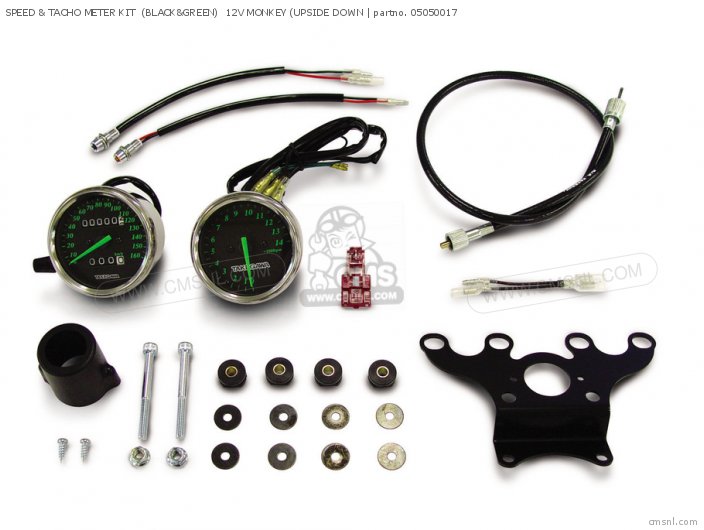 Takegawa SPEED & TACHO METER KIT  (BLACK&GREEN)  12V MONKEY (UPSIDE DOWN 05050017