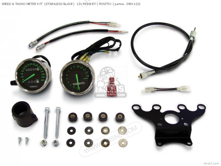 Takegawa SPEED & TACHO METER KIT  (STAINLESS/BLACK)  12V MONKEY ( POSITIV 09011221