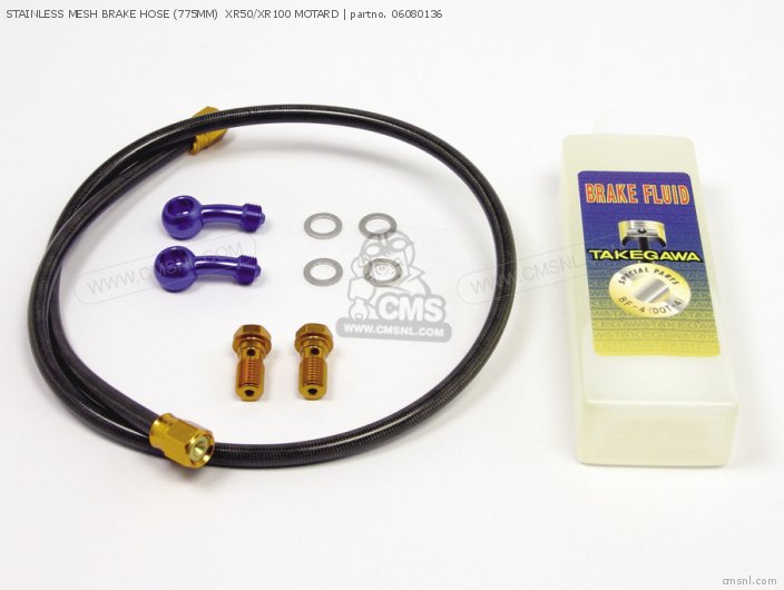 Takegawa STAINLESS MESH BRAKE HOSE (775MM) XR50/XR100 MOTARD 06080136 Takegawa STAINLESS MESH BRAKE HOSE (775MM) XR50/XR100 MOTARD 06080136