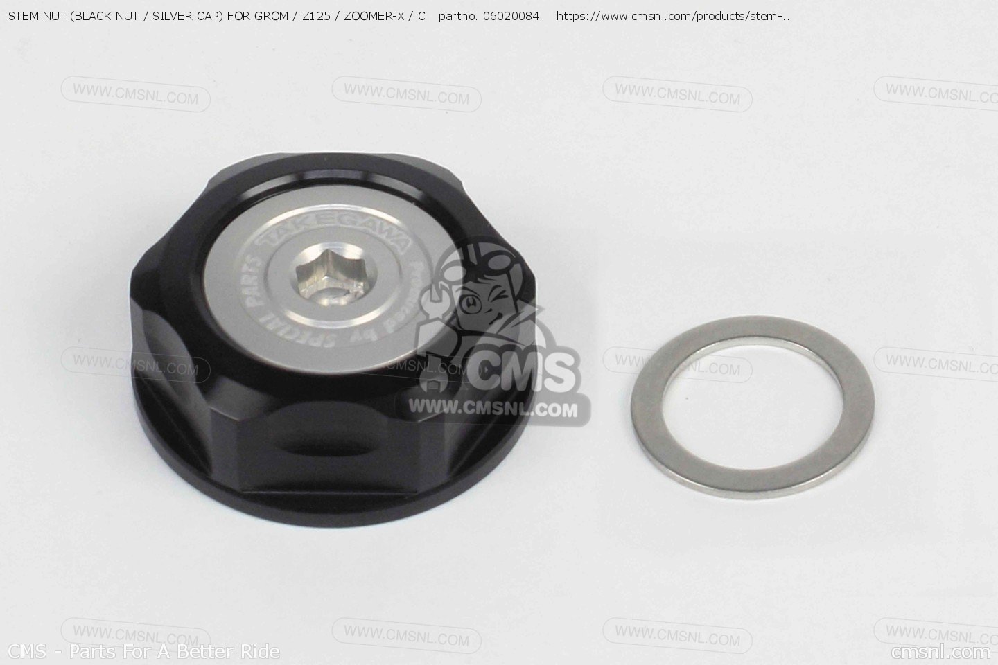 06020084: STEM NUT (BLACK NUT / SILVER CAP) FOR GROM / Z125