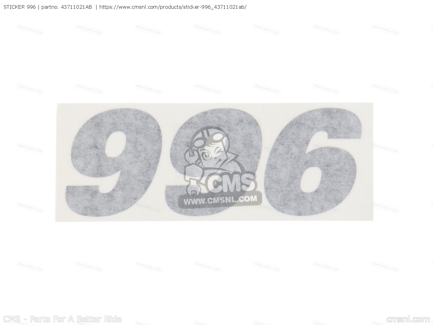 43711021AB: STICKER 996 Ducati - buy the 43711021AB at CMSNL