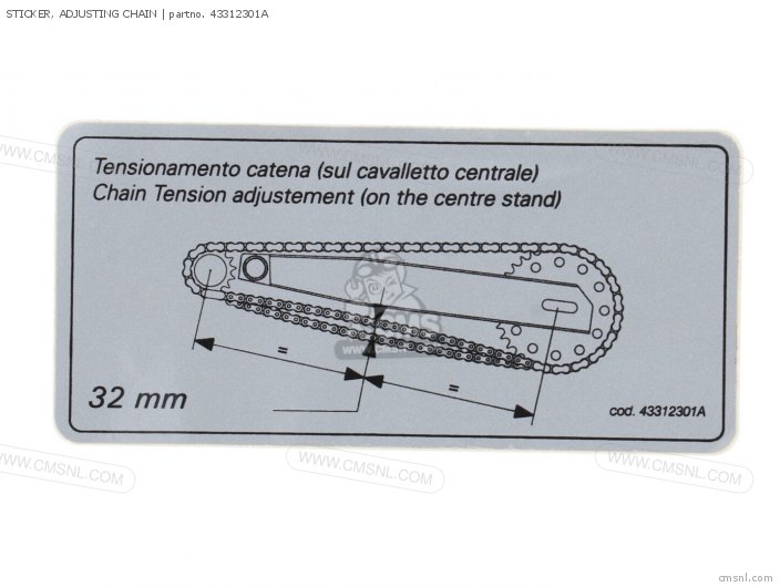 Ducati STICKER, ADJUSTING CHAIN 43312301A