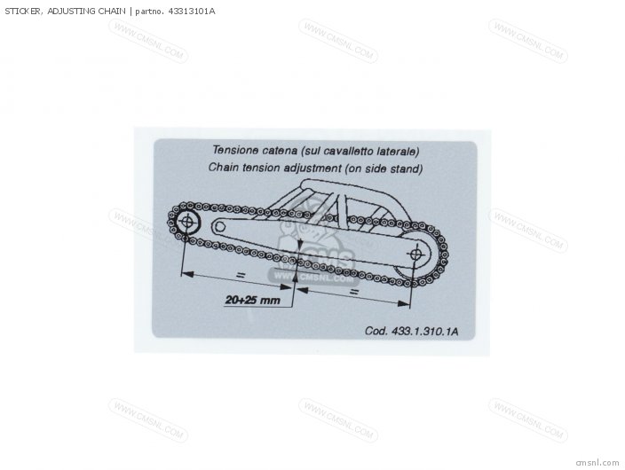 Ducati STICKER, ADJUSTING CHAIN 43313101A