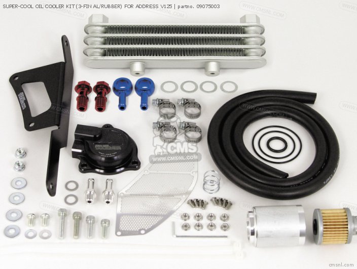 Takegawa SUPER-COOL OIL COOLER KIT (3-FIN AL/RUBBER) FOR ADDRESS V125 09075003