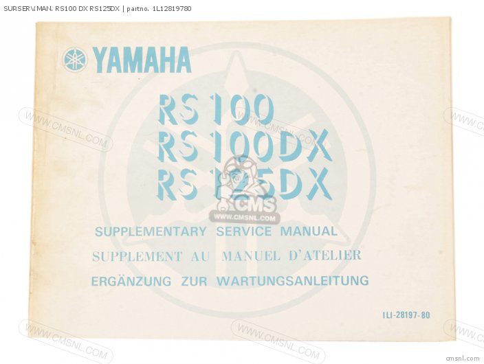 Yamaha SUP.SERV.MAN. RS100 DX RS125DX 1L12819780