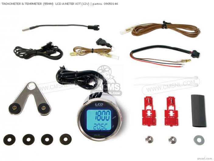 Takegawa TACHOMETER & TEMPMETER (55MM)  LCD A METER KIT (12V) 09050144