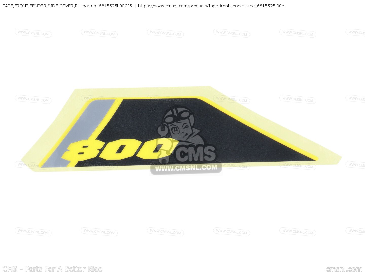 6815525L00CJ5: TAPE,FRONT FENDER SIDE COVER,R Suzuki - buy the 68155 ...