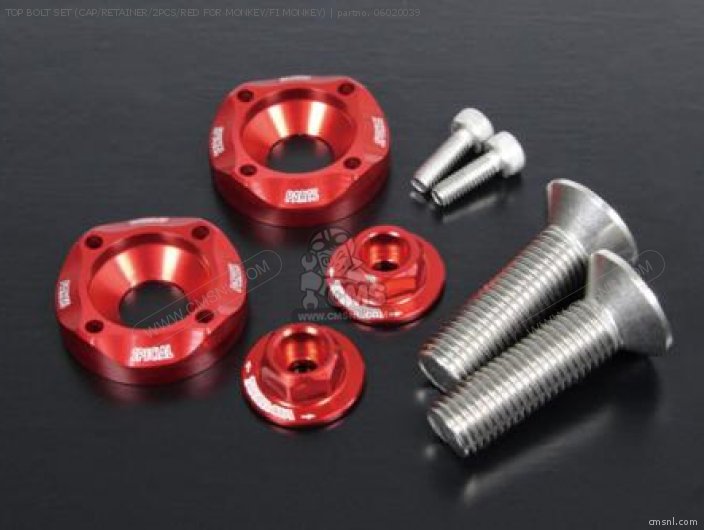 Takegawa TOP BOLT SET (CAP/RETAINER/2PCS/RED FOR MONKEY/FI MONKEY) 06020039