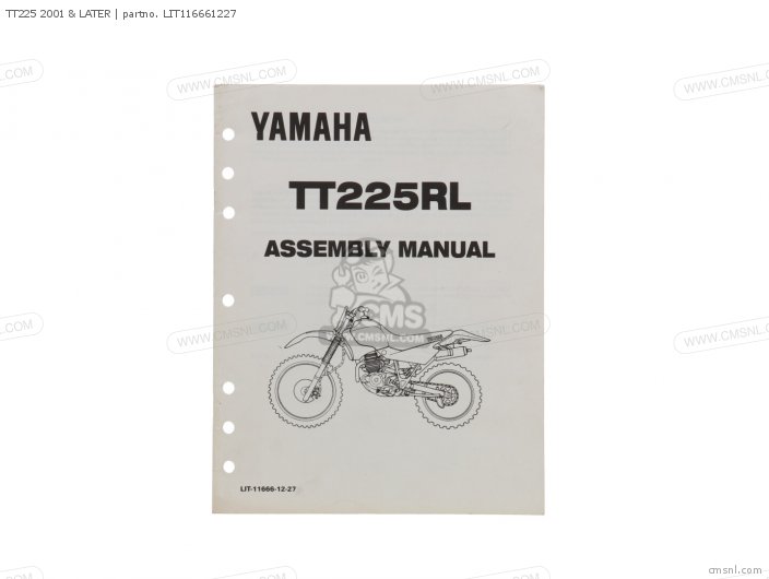 Yamaha TT225 2001 & LATER LIT116661227