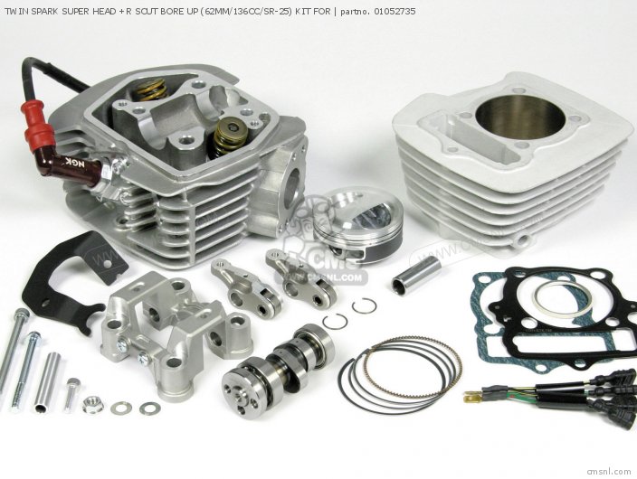 Takegawa TWIN SPARK SUPER HEAD +R SCUT BORE UP (62MM/136CC/SR-25) KIT FOR 01052735