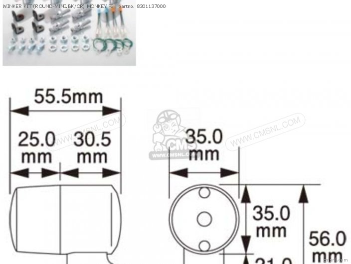 Kitaco WINKER KIT (ROUND-MINI.BK/OR) MONKEY FI 8301137000