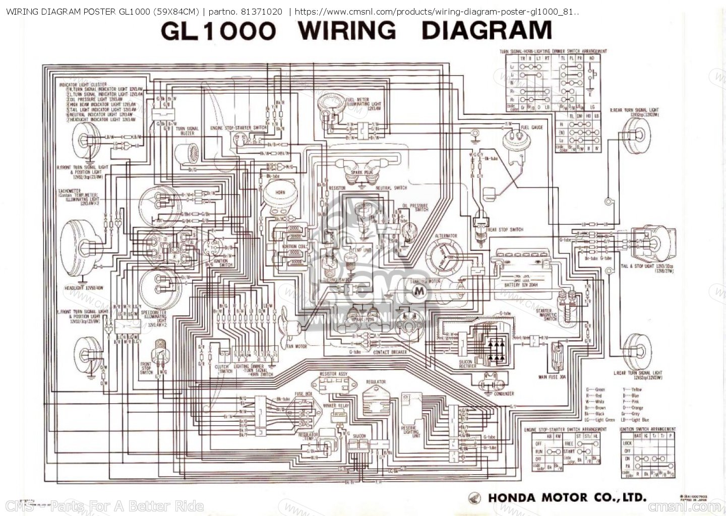 Wiring Diagram Poster Gl1000  59x84cm  Other 81371020