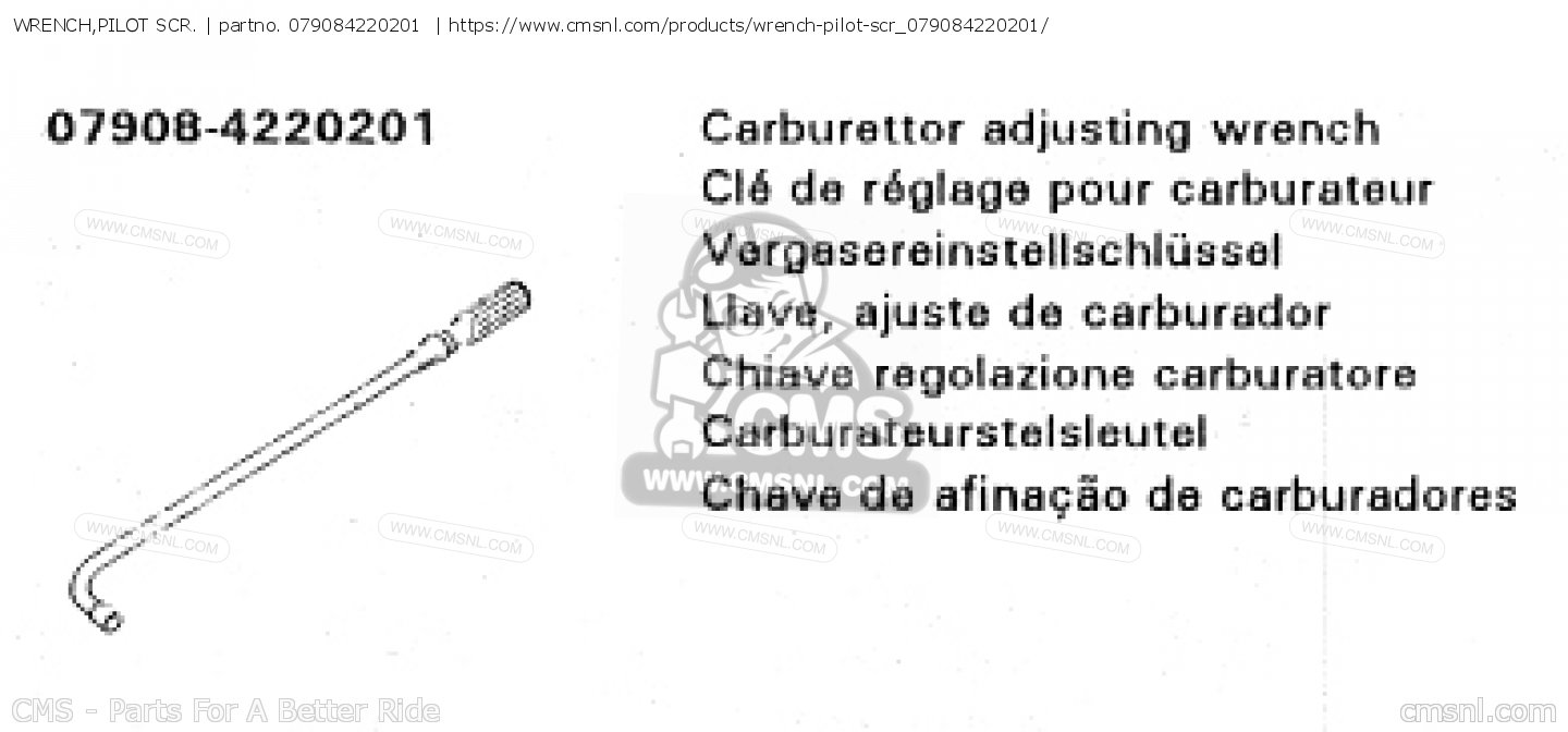 079084220201 Wrench,pilot Scr. Honda buy the 079084220201 at CMSNL