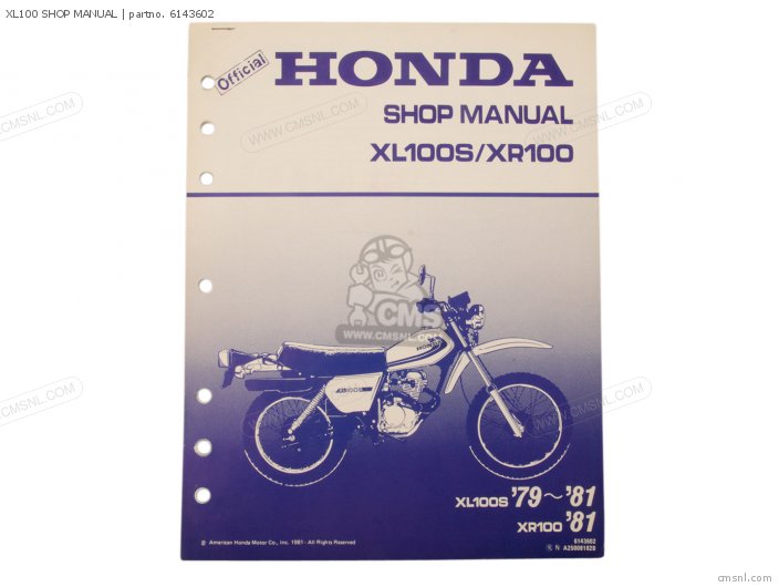 Honda XL100 SHOP MANUAL 6143602