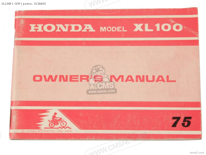 Honda XL100K1 O/M 3136403