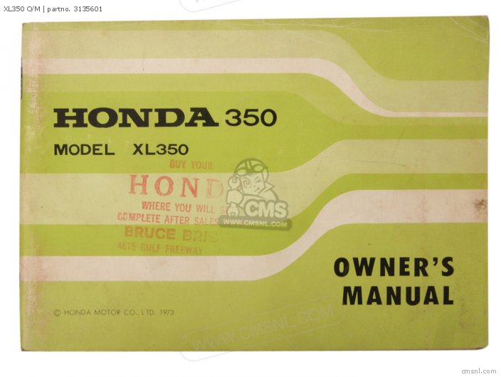 Honda XL350 O/M 3135601